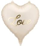 Party Deco Бежов фолиев балон сърце „Love със златен надпис (FB341)