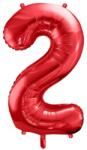 Party Deco Фолиев Балон Цифра в Червено - 86 см - 2 (fb1m-2-007)