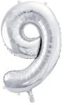 Party Deco Фолиев Балон Цифра, Сребро - 86см - 9 (fb1m-9-018)