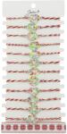 Jolie Bratara Martisor pentru Dama, Jolie, Model Fluturas in Inima, Set 12 bucati, Pandativ Argintiu din Inox cu Elemente Multicolore, Snur Alb/Rosu (128139)