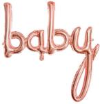 Party Deco Фолиев Балон Надпис ''Baby'', Розово Злато, 73.5x75.5см (FB42M-019R)