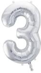 Party Deco Фолиев Балон Цифра, Сребро - 86см - 3 (fb1m-3-018)