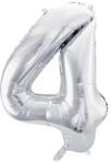 Party Deco Фолиев Балон Цифра, Сребро - 86см - 4 (fb1m-4-018)