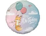 GoDan Фолиев Балон "Happy Birthday" с Лисица, 45 см (FG-OBLK)