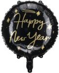 Party Deco Фолиев Балон "Happy New Year", 45 см, Черен (FB162)