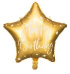 Party Deco Фолиев Балон Звезда "Happy Birthday", Златно (FB93-019)