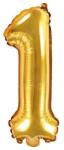 Party Deco Фолиев Балон Цифра, Златно, 35см - 1 (fb10m-1-019)