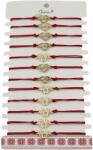 Jolie Bratara Martisor pentru Dama, Jolie, Model Love, Set 12 bucati, Pandativ din Inox Auriu, Snur Ajustabil Impletit, Rosu (128003)
