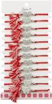 Jolie Martisor Bratara cu Ciucure pentru Dama, Jolie, Model Fluture cu Pietre, Set 12 bucati, Pandativ din Inox, Snur Reglabil, Rosu/Alb (128074)