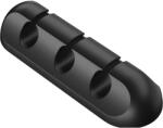 Flippy Organizator Cabluri, Flippy, Cable Clips, Fixare Dublu Adeziv, Silicon, 3 Sloturi, Negru (123484)