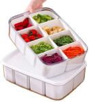 Flippy Cutie pentru Depozitare Alimente, Flippy, 8 Compartimente cu Capac, Material PET+PP, 29 x 20 x 9 cm, Alb/Transparent (131434)