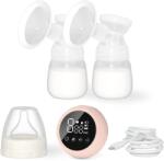 Flippy Pompa de San Electrica 2 in 1, Flippy, cu 2 Biberoane, Capacitate 180 ml, Incarcare USB Tip C, 1200 mAh, 2 Moduri, 9 Viteze, Roz Transparent (132802)