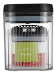 Flippy Cutii de Depozitare Alimente, Flippy, Set din 2 Cutii de Tip Container de 0.5 si 1.3 l, Recipiente pentru Cereale in Bucatarie, Transparente cu Capac Negru (134607)