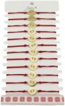 Jolie Bratara Martisor pentru Dama, Jolie, Model Picioruse, Set 12 bucati, Pandativ din Inox Auriu, Snur Ajustabil Impletit, Rosu (127997)
