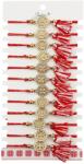 Jolie Martisor Bratara cu Ciucure pentru Dama, Jolie, Model Cerc Trifoi cu Patru Foi, Set 12 bucati, Pandativ din Inox cu Pietre, Snur Reglabil, Rosu/Alb (128059)