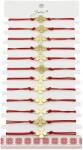 Jolie Bratara Martisor pentru Dama, Jolie, Model Trifoi, Set 12 bucati, Pandativ din Inox Auriu, Snur Ajustabil Impletit, Rosu (127985)