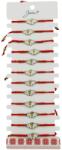 Jolie Martisor Bratara pentru Dama si Copii, Jolie, Model Fluture Vesel, Set 12 bucati, Pandantiv Emailat Roz, Snur Reglabil, Rosu (128016)