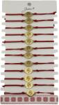 Jolie Bratara Martisor pentru Dama, Jolie, Model Copac, Set 12 bucati, Pandativ din Inox Auriu, Snur Ajustabil Impletit, Rosu (127976)