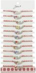 Jolie Bratara Martisor pentru Dama, Jolie, Model Inima LOVE, Set 12 bucati, Pandativ Argintiu din Inox cu Elemente Multicolore, Snur Alb/Rosu (128140)