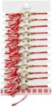 Jolie Martisor Bratara cu Ciucure pentru Dama, Jolie, Model Potcoava Buburuza, Set 12 bucati, Pandativ din Inox cu Pietre, Snur Reglabil, Rosu/Alb (128055)