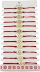 Jolie Bratara Martisor pentru Dama, Jolie, Model Floare, Set 12 bucati, Pandativ din Inox Auriu, Snur Ajustabil Impletit, Rosu (127996)