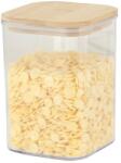 Flippy Cutie de Depozitare Alimente, Flippy, Cutie de tip Container, Cutie pentru Cereale, din Plastic, Capac din Bambuc, 10 x 10 x 14 cm, Volum 0.8 L, Transparent (134560)