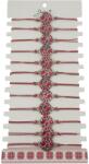 Jolie Bratara Martisor pentru Dama, Jolie, Model Rotund cu Flori, Set 12 bucati, Pandativ din Aliaj, cu Print Traditional, Snur Ajustabil Impletit, Alb/Rosu (128162)