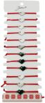 Jolie Bratara Martisor pentru Dama, Jolie, Model Inima, Set 12 bucati, Pandativ Argintiu din Inox cu Snur Rosu Ajustabil (128180)