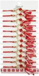Jolie Martisor Bratara cu Ciucure pentru Dama, Jolie, Model Potcoava cu Trifoi, Set 12 bucati, Pandativ din Inox, Snur Reglabil, Rosu/Alb (128051)