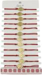 Jolie Bratara Martisor pentru Dama, Jolie, Model Luna cu Stele, Set 12 bucati, Pandativ din Inox Auriu, Snur Ajustabil Impletit, Rosu (127986)
