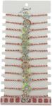 Jolie Bratara Martisor pentru Dama, Jolie, Model Floaricica in Cerc, Set 12 bucati, Pandativ Argintiu din Inox cu Elemente Multicolore, Snur Alb/Rosu (128138)