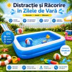 Casa Magica Piscina Gonflabila pentru Copii 120x80x30 cm cu 2 Inele din PVC Rezistent