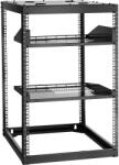 VEVOR Nyitott 16U rack 585 mm, 4 oszlopos, fali/padlós, szellőző polcokkal