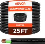 Vevor Elektromos hosszabbító kábel 25 láb (7, 62 m) 6 awg (16 mm2) réz