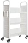Vevor Könyveskocsi L alakú polcokkal, teherbírás 150 kg, 77×38×122 cm, fehér