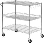 Vevor Konyhai zsúrkocsi 3 polccal, kerekeken állítható 102×63×104 cm