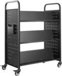 VEVOR Könyves kocsi 150 kg, 97 × 51, 5 × 122, 5 cm, 76, 2 mm-es kerekek zárral