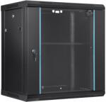 VEVOR Falra szerelhető 12U rack szekrény, 39, 4 cm/15, 5" mélység, üveg, 90 kg/200 font