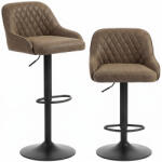 HOMCOM Set de 2 tabureți de bar, scaune înalte pentru bucătărie cu șezut pivotant și înălțime reglabilă, maro închis | Aosom Romania (83A-547V80DR)