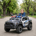 RAM BO RAM MAMMOTH elektromos rendőrautó hangos bemondóval 107cm 2 motoros FEKETE