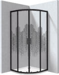 Deante Funkia Evo cabină cu cădiță 80x80 cm semicircular negru mat/sticlă cu model KYPPND88P (KYPPND88P)