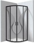 Deante Funkia Evo cabină cu cădiță 90x90 cm semicircular negru mat/sticlă cu model KYPPNB99P (KYPPNB99P)
