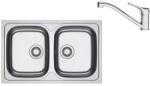 Franke Set chiuveta bucatarie inox Franke Spark 80x50 cm cu 2 cuve fara picurator finisaj lucios plus baterie crom (101.0737.702)