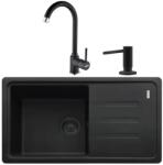 Franke Set chiuveta bucatarie compozit Franke Malta VN 1 cuva cu picurator 78x43.5 cm reversibila finisaj negru mat plus baterie si dozator sapun (114.0662.894)