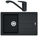 Franke Set chiuveta bucatarie compozit Franke Basis 1 cuva cu picurator 78x50 cm finisaj negru mat cu baterie Novara Plus (114.0660.642)