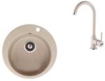 Franke Set chiuveta bucatarie compozit Franke Rotondo Avena 51 cm finisaj bej mat si baterie Pola (114.0633.743)