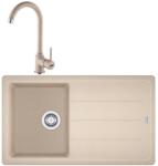 Franke Set chiuveta bucatarie compozit Franke Basis Avena 1 cuva cu picurator 86x50 cm finisaj bej mat cu baterie Pola (114.0633.753)
