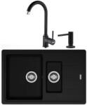 Franke Set chiuveta bucatarie compozit Franke Basis 1 cuva 1/2 cu picurator 78x50 cm negru mat cu baterie Pola si dozator detergent (114.0660.691)