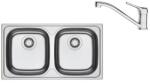 Franke Set chiuveta bucatarie inox Franke Spark 78x43.5 cm cu 2 cuve fara picurator finisaj lucios plus baterie crom (101.0737.703)