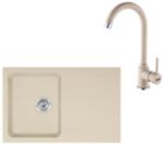 Franke Set chiuveta bucatarie compozit Franke Orion Avena 1 cuva cu picurator 78x50 cm tectonite finisaj bej mat si baterie Pola (143.0699.181)